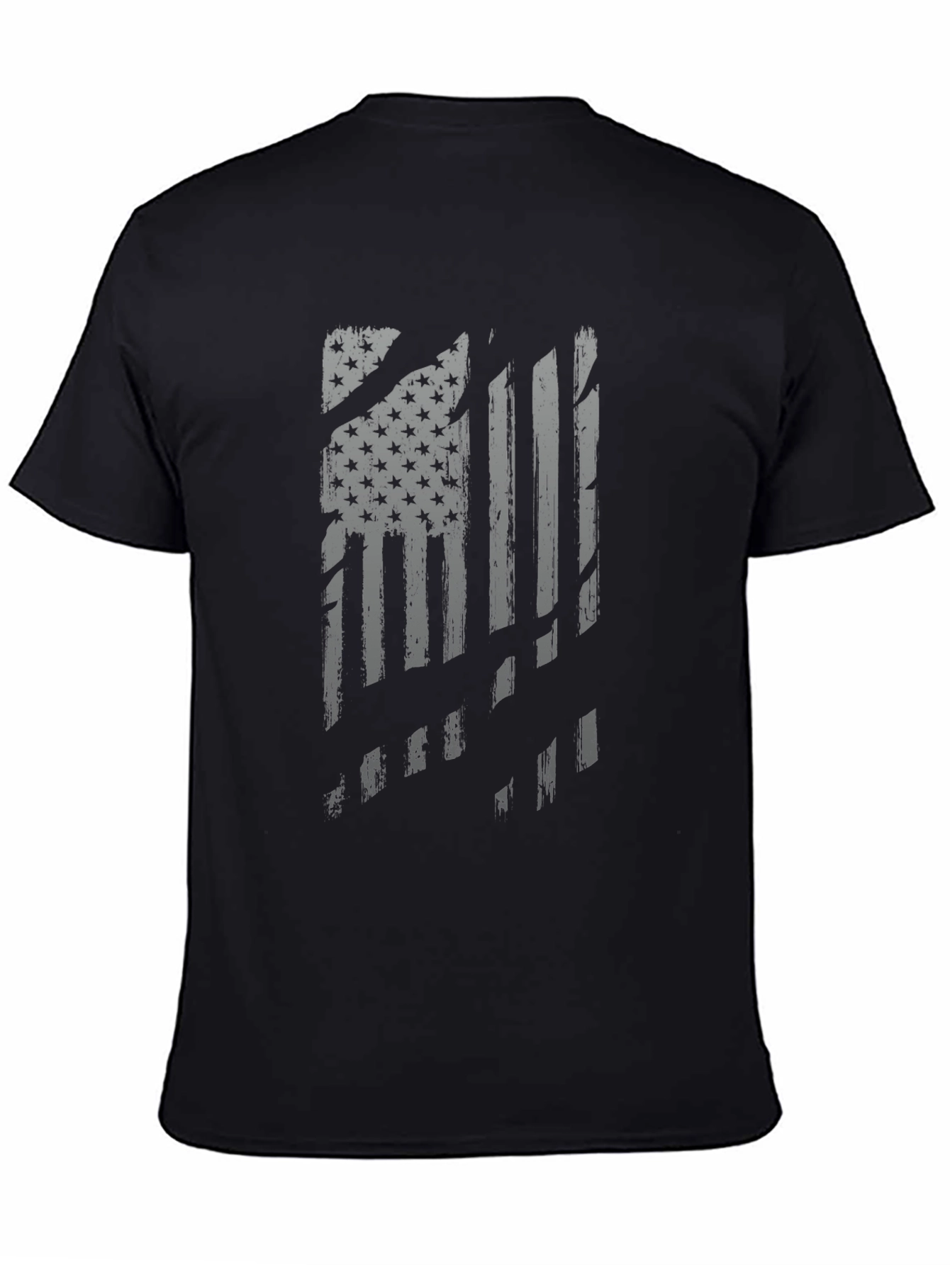 Distressed American Flag Graphic Tee - Black