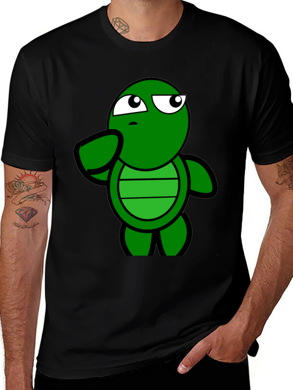 Funny Turtle Graphic Tee - Casual Black T-Shirt
