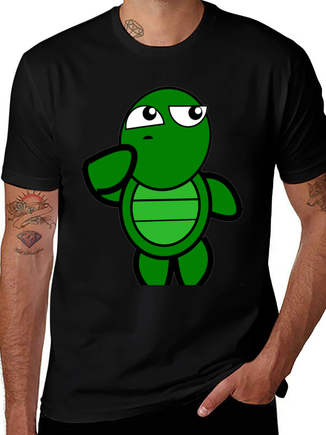 Funny Turtle Graphic Tee - Casual Black T-Shirt