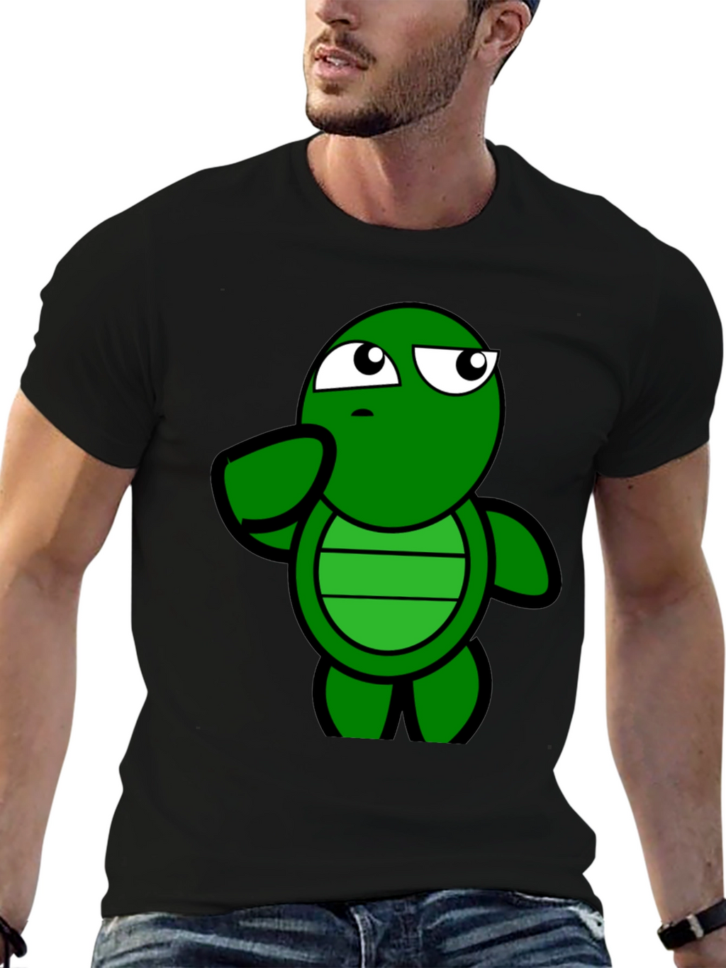 Funny Turtle Graphic Tee - Casual Black T-Shirt