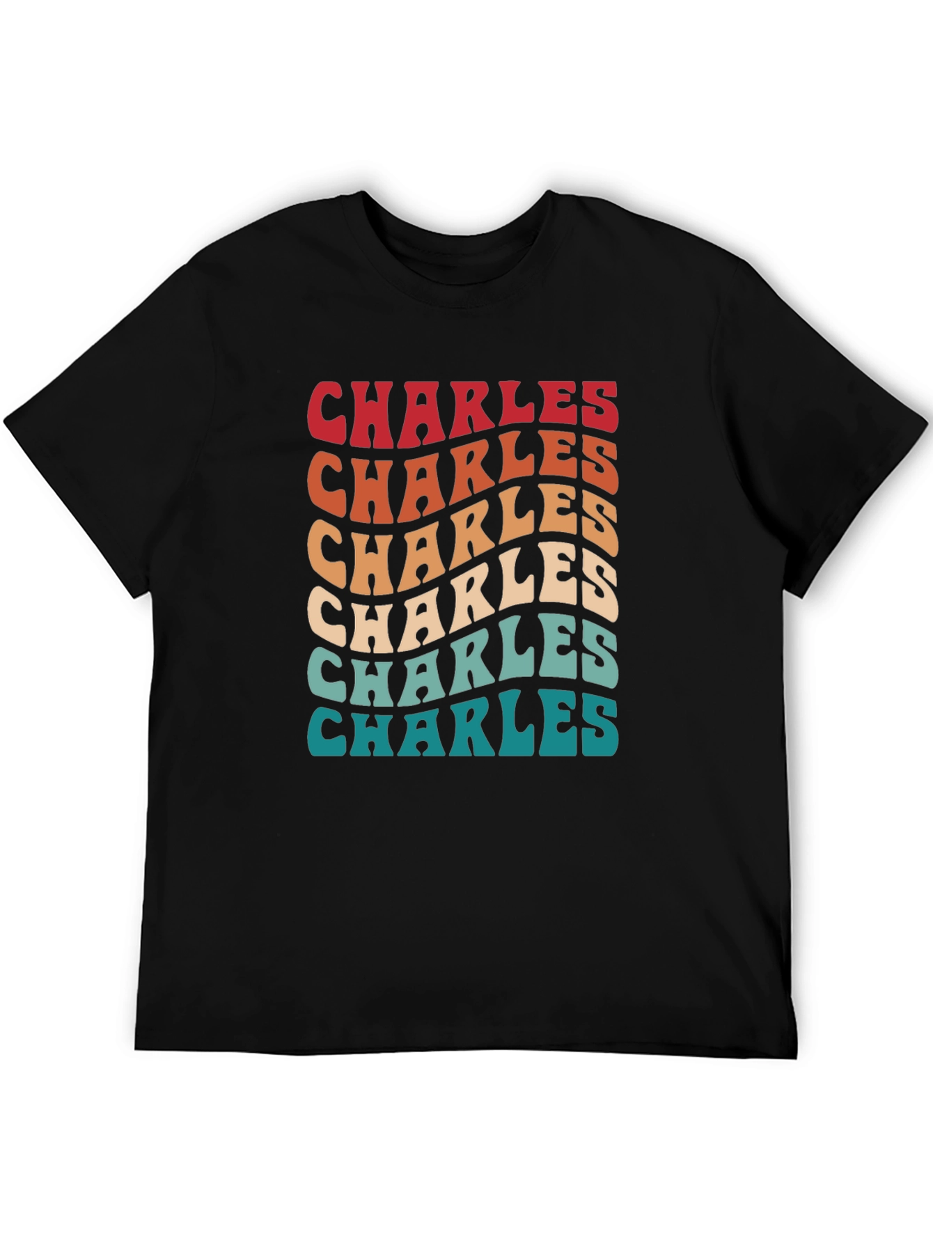 Retro Charles Wavy Text T-Shirt - Vintage Style