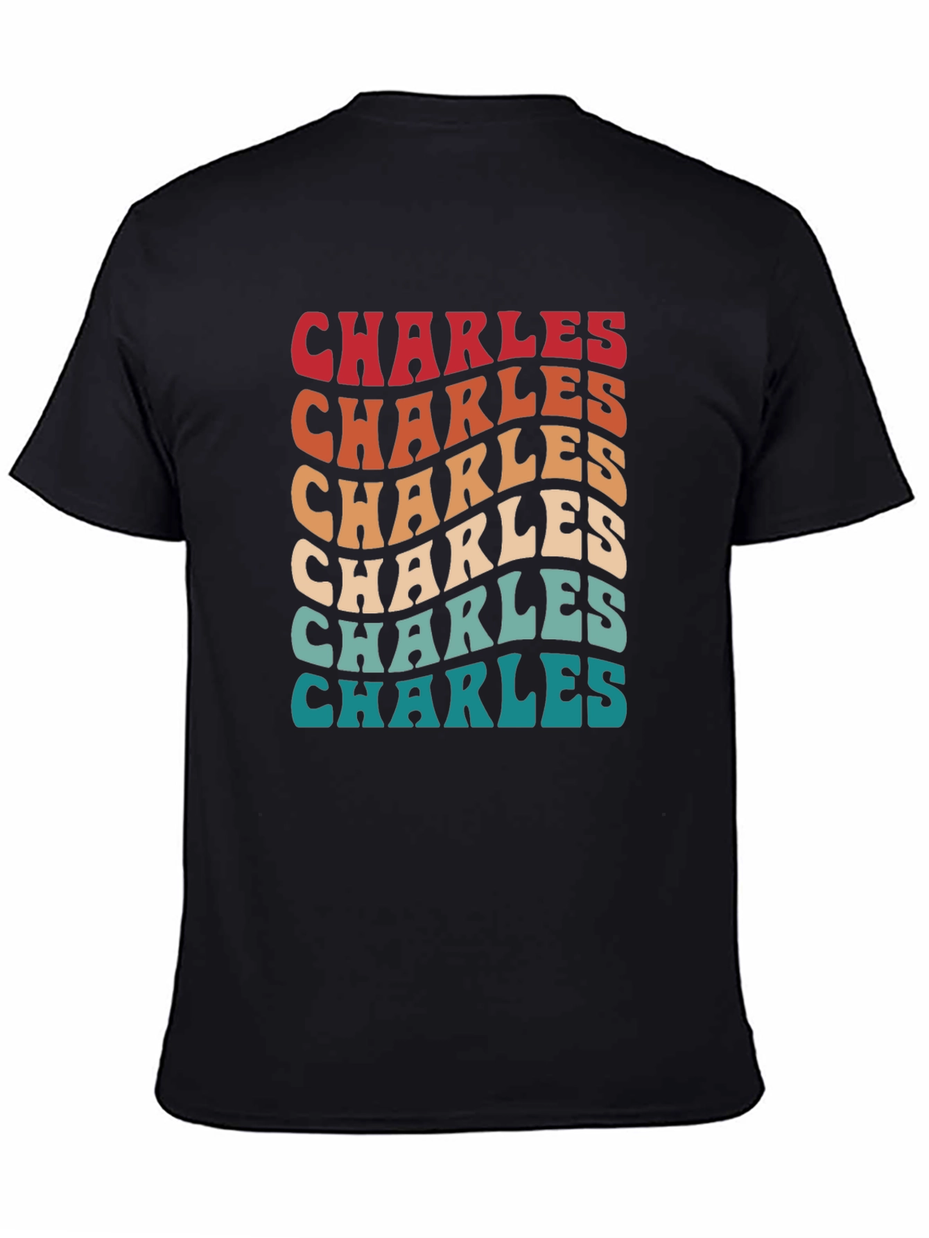 Retro Charles Wavy Text T-Shirt - Vintage Style
