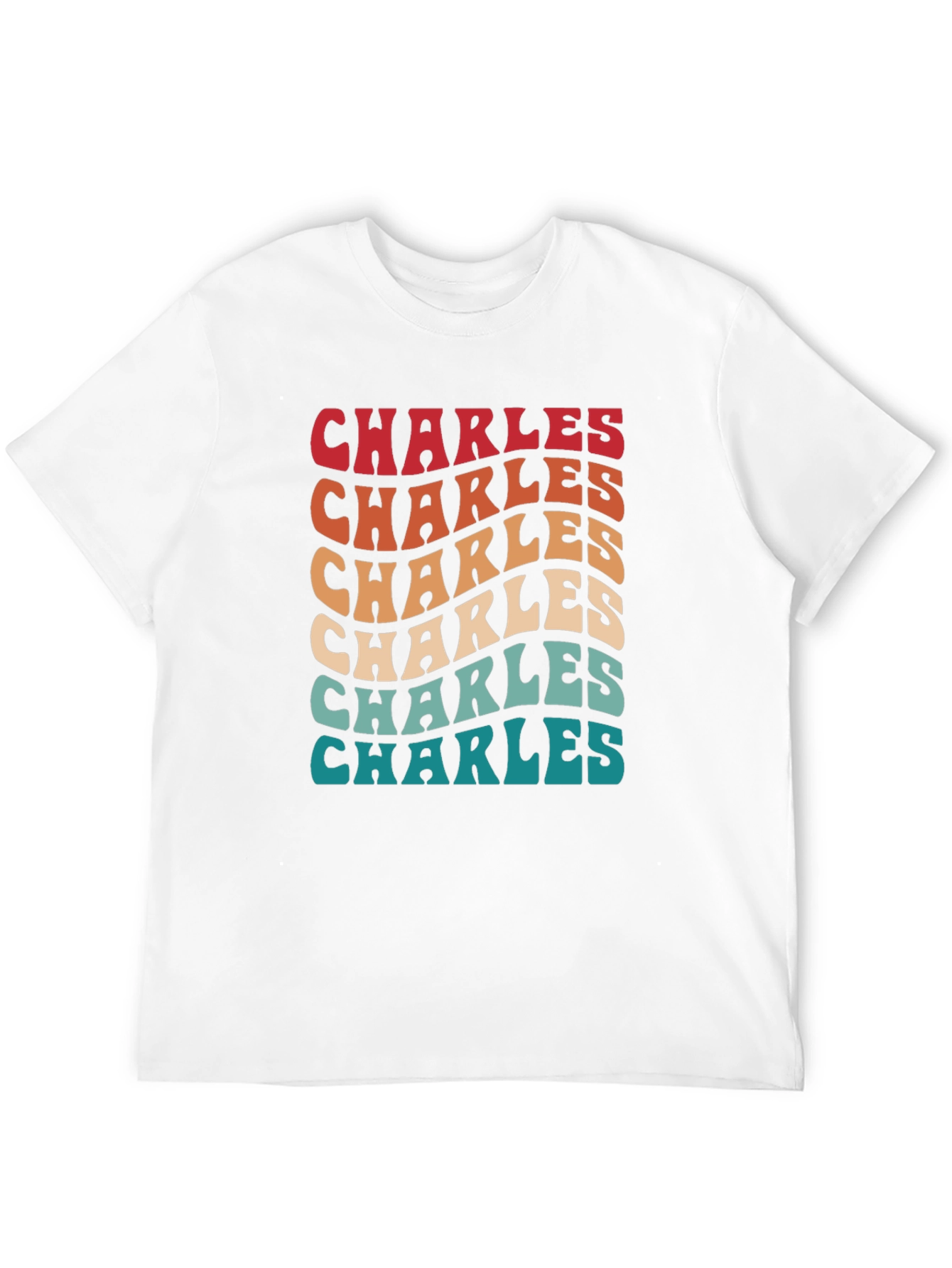 Retro Charles Wavy Text T-Shirt - Vintage Style