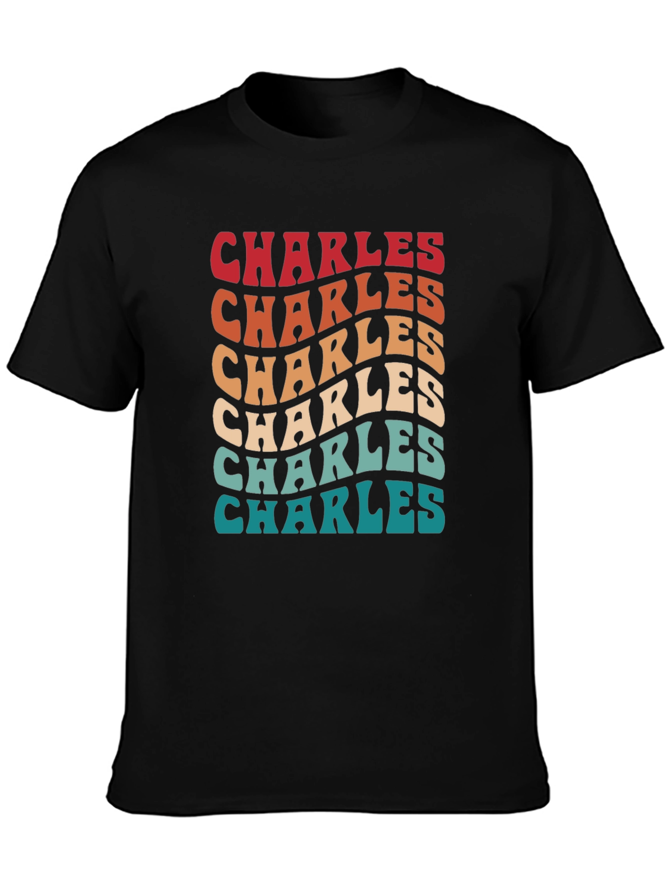 Retro Charles Wavy Text T-Shirt - Vintage Style