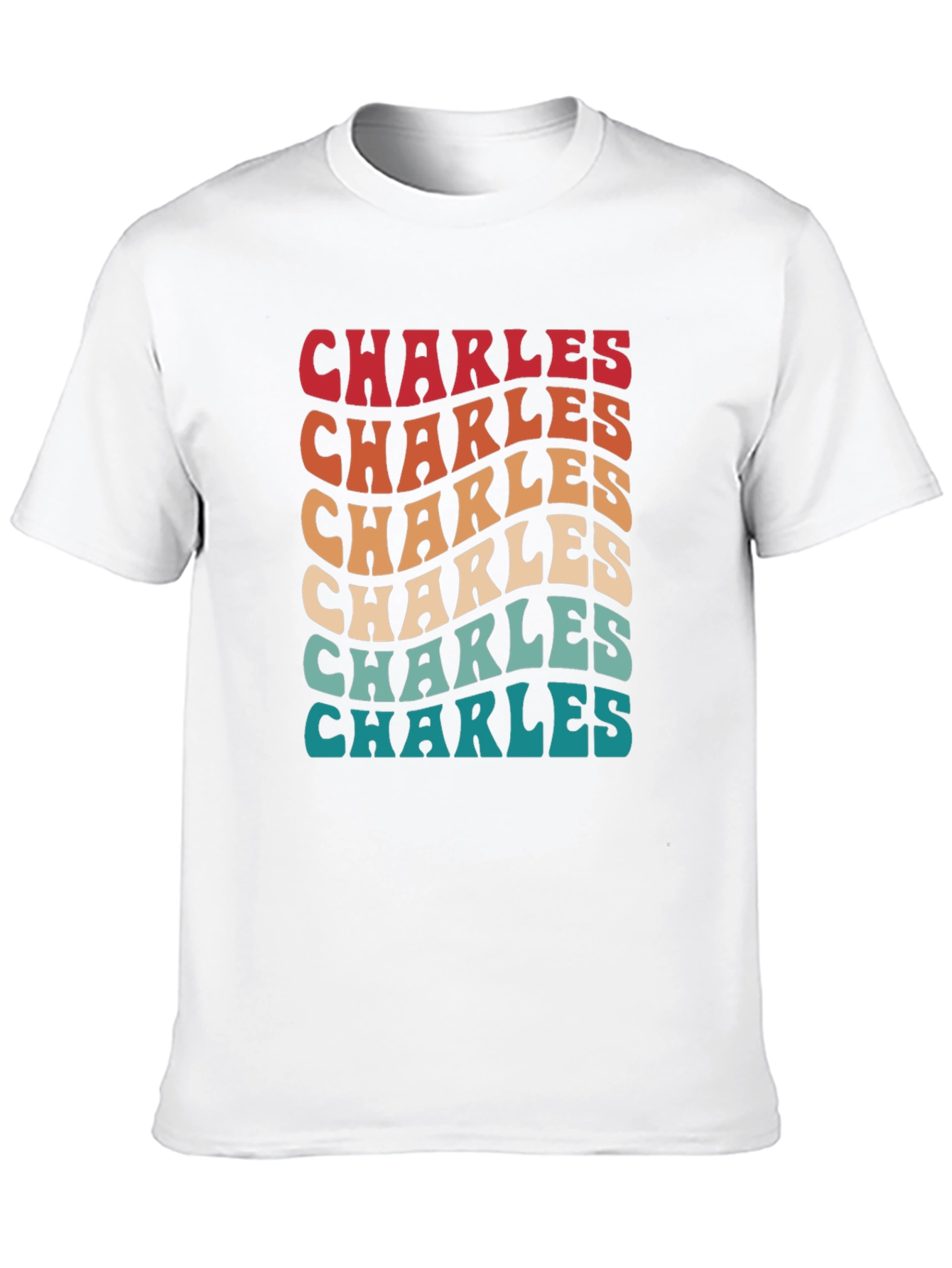 Retro Charles Wavy Text T-Shirt - Vintage Style