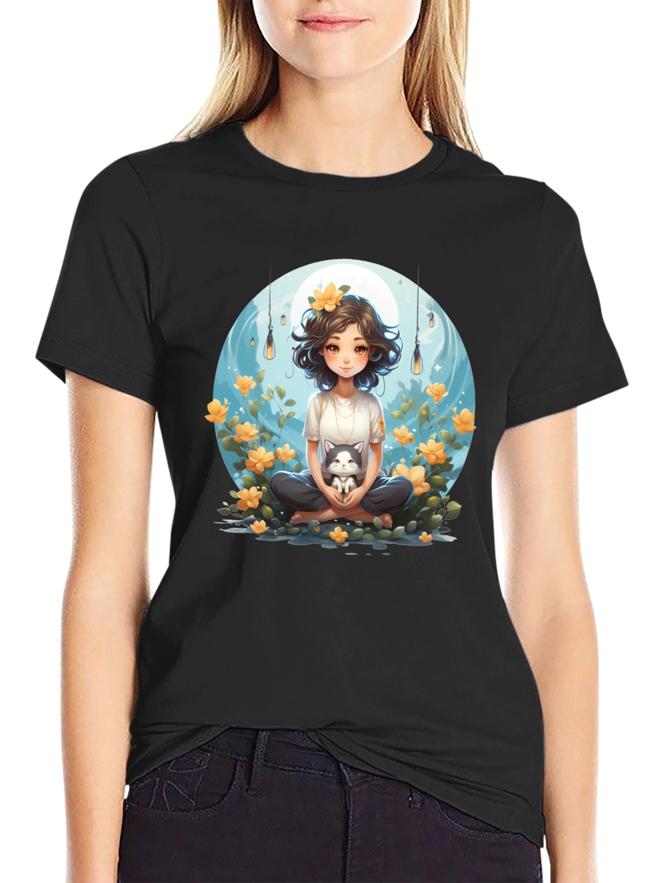 Girl and Cat Graphic Tee