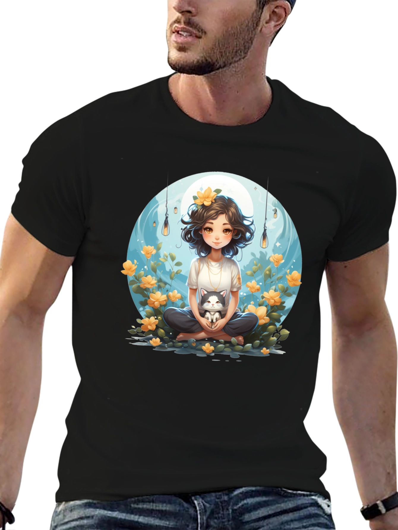 Girl and Cat Graphic Tee