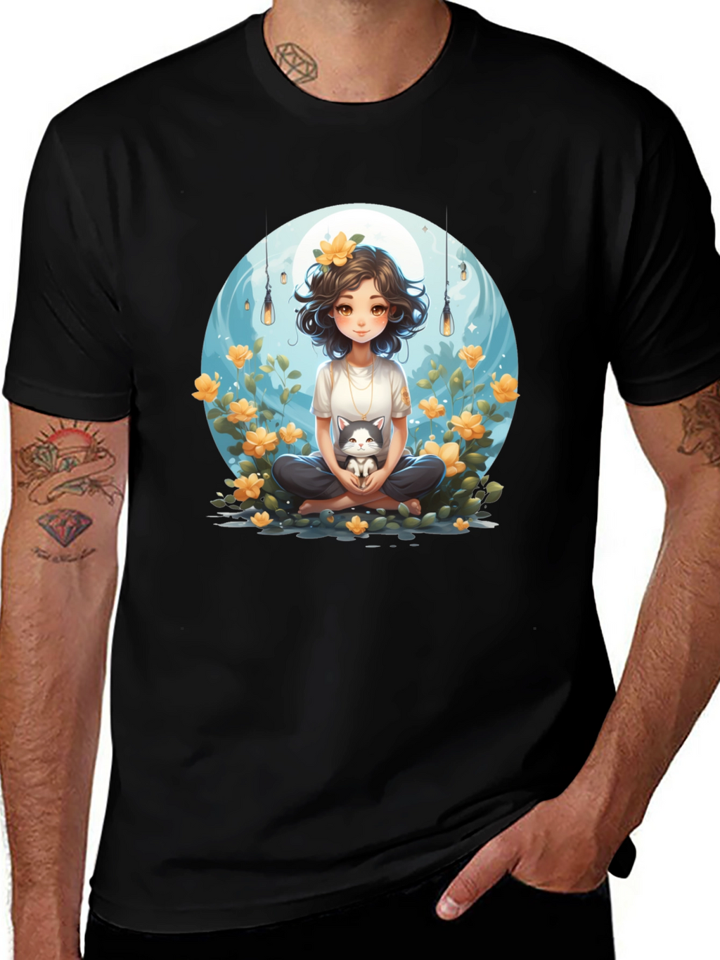 Girl and Cat Graphic Tee