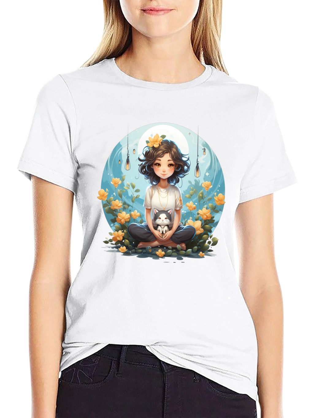 Girl and Cat Graphic Tee