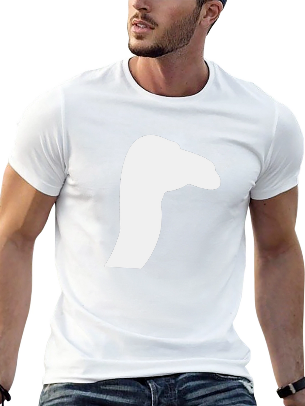 Black T-Shirt with White Goose Silhouette