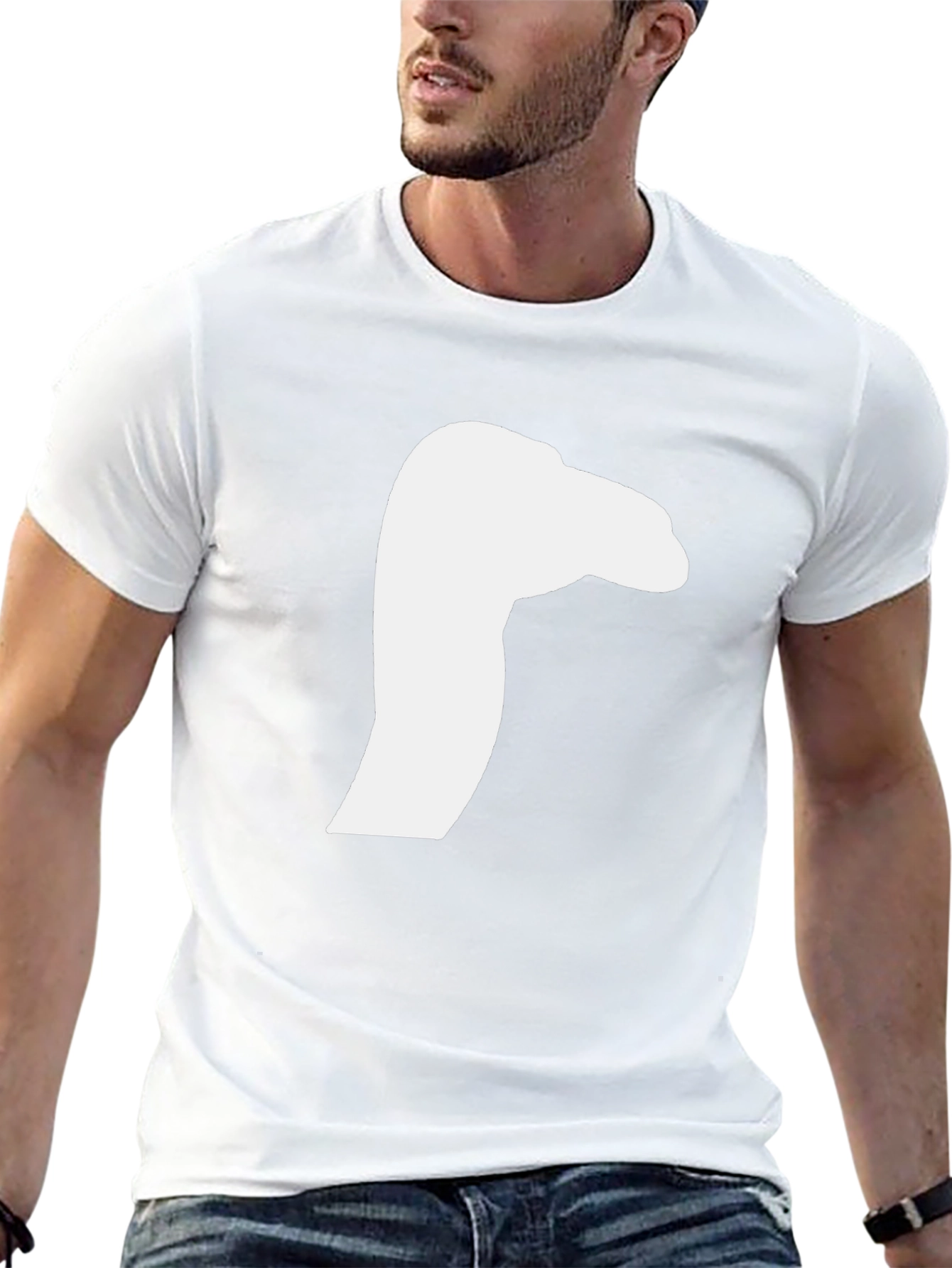Black T-Shirt with White Goose Silhouette