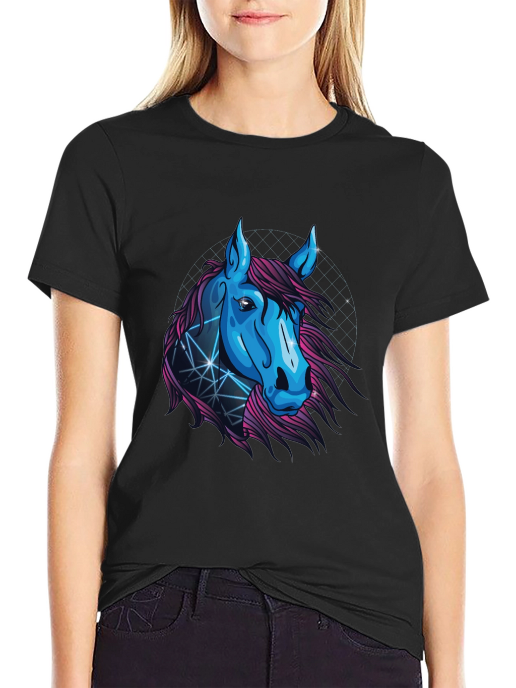 Abstract Horse Graphic Tee - Mens Black T-Shirt