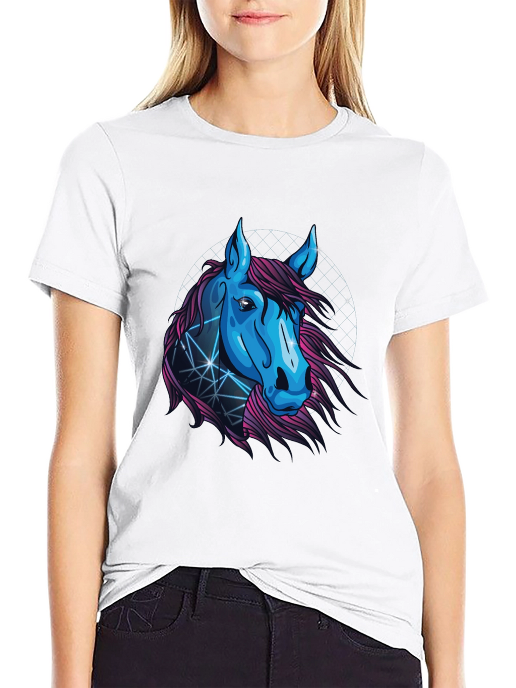 Abstract Horse Graphic Tee - Mens Black T-Shirt