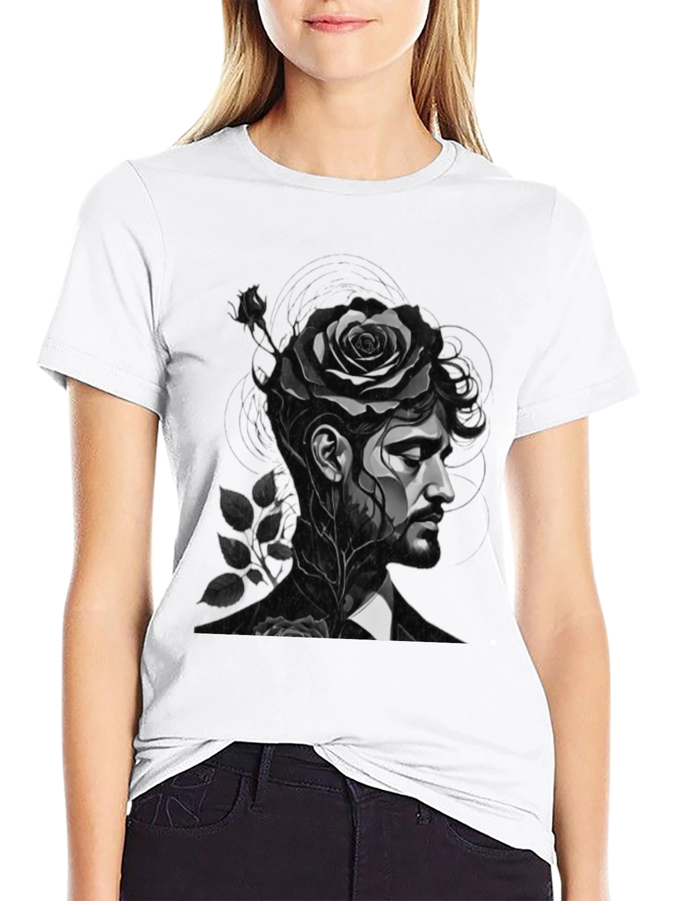 Rose Man Graphic Tee - Black Unisex T-Shirt