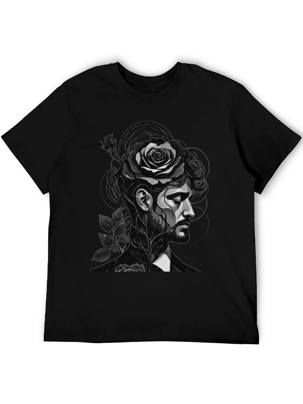 Rose Man Graphic Tee - Black Unisex T-Shirt