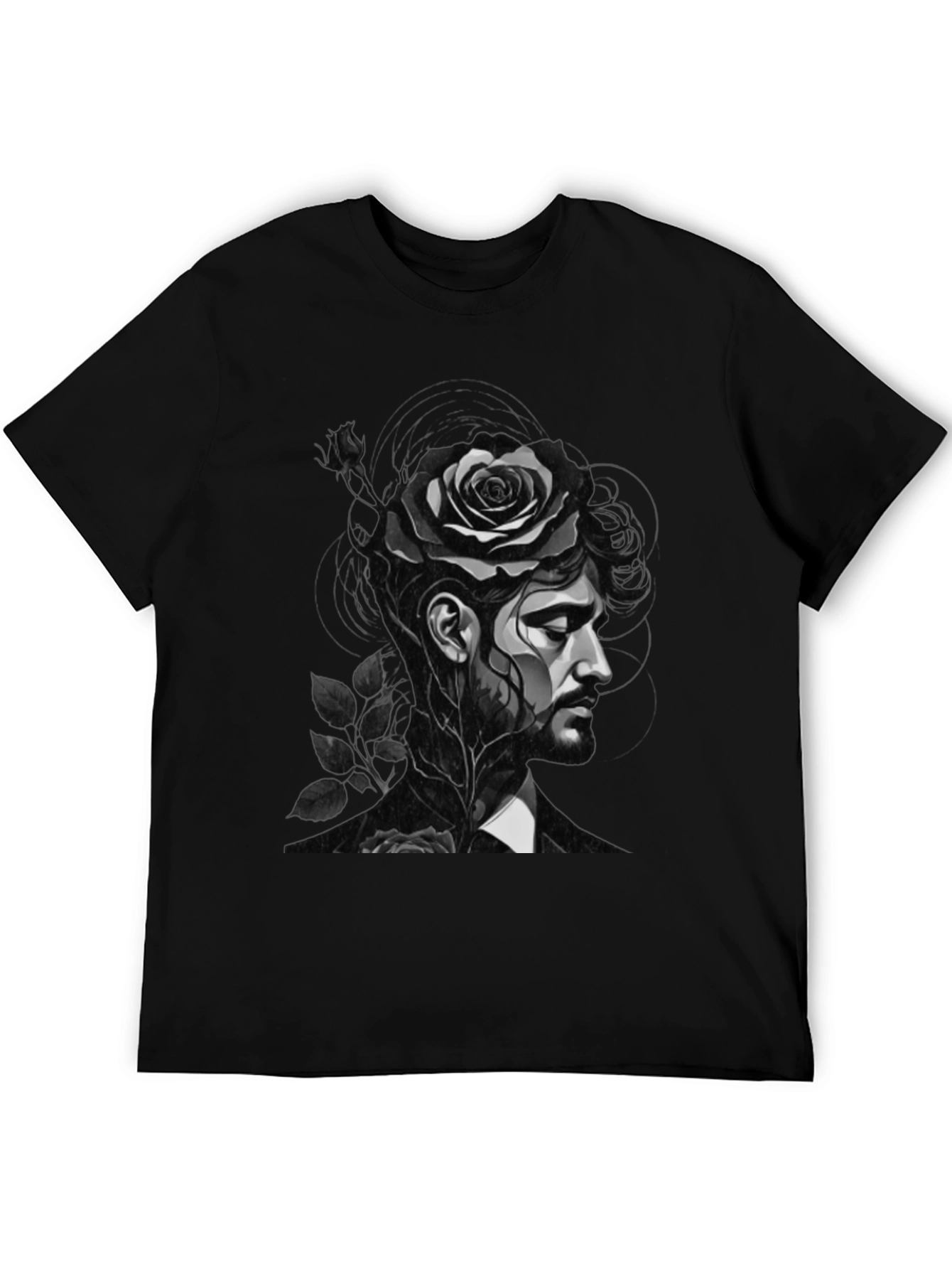 Rose Man Graphic Tee - Black Unisex T-Shirt