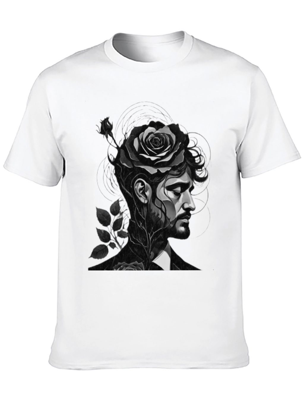 Rose Man Graphic Tee - Black Unisex T-Shirt