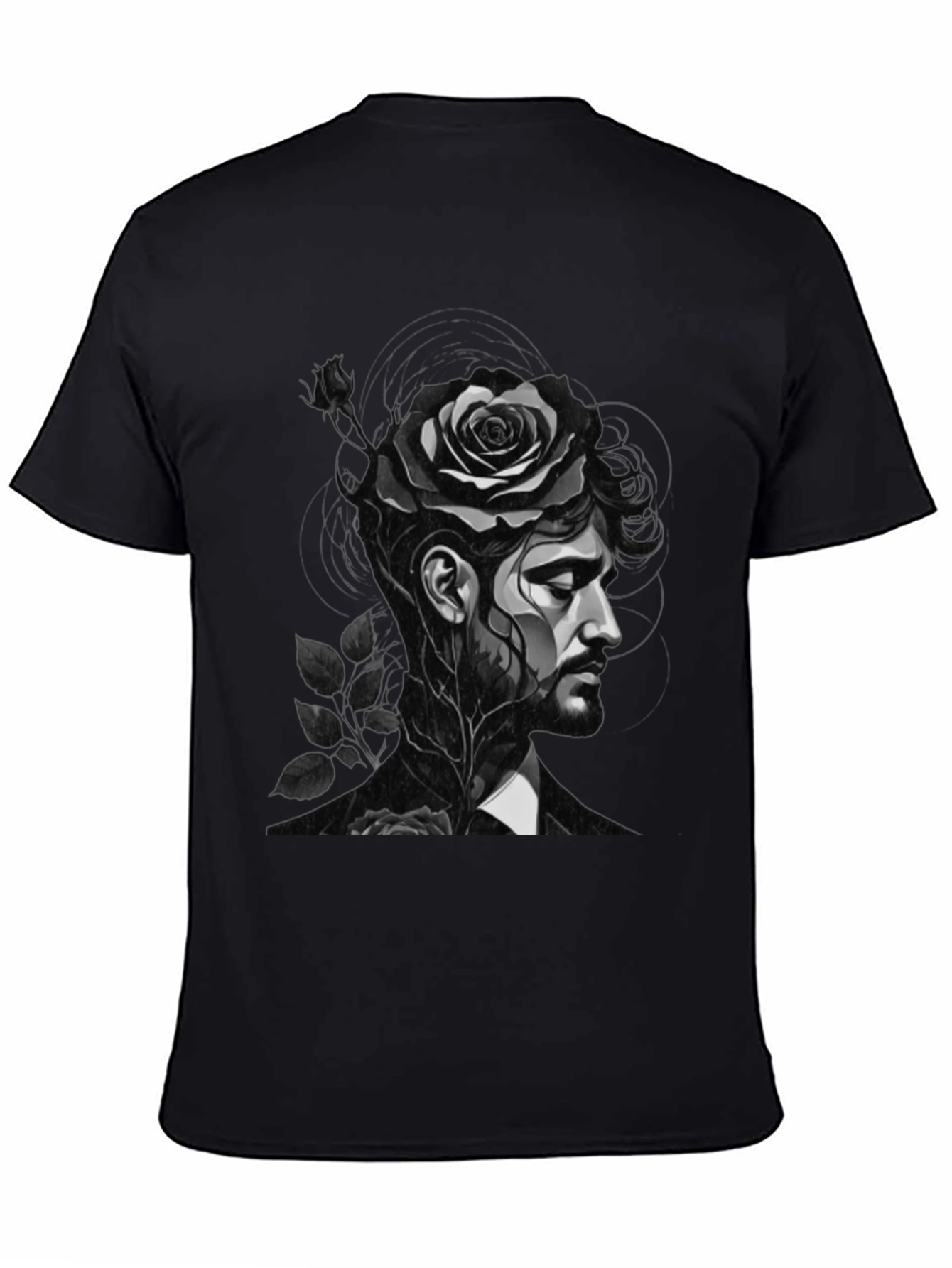 Rose Man Graphic Tee - Black Unisex T-Shirt