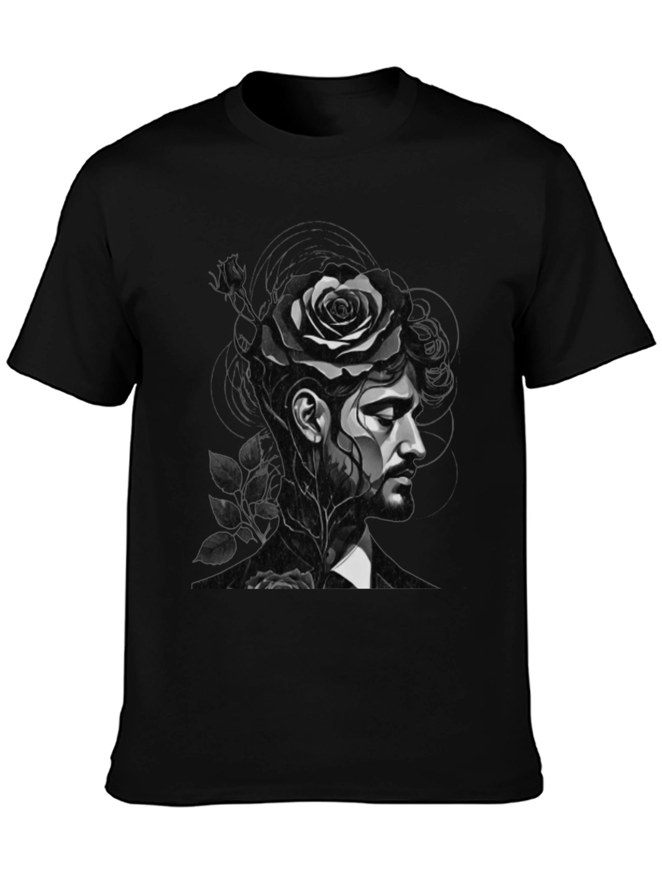 Rose Man Graphic Tee - Black Unisex T-Shirt
