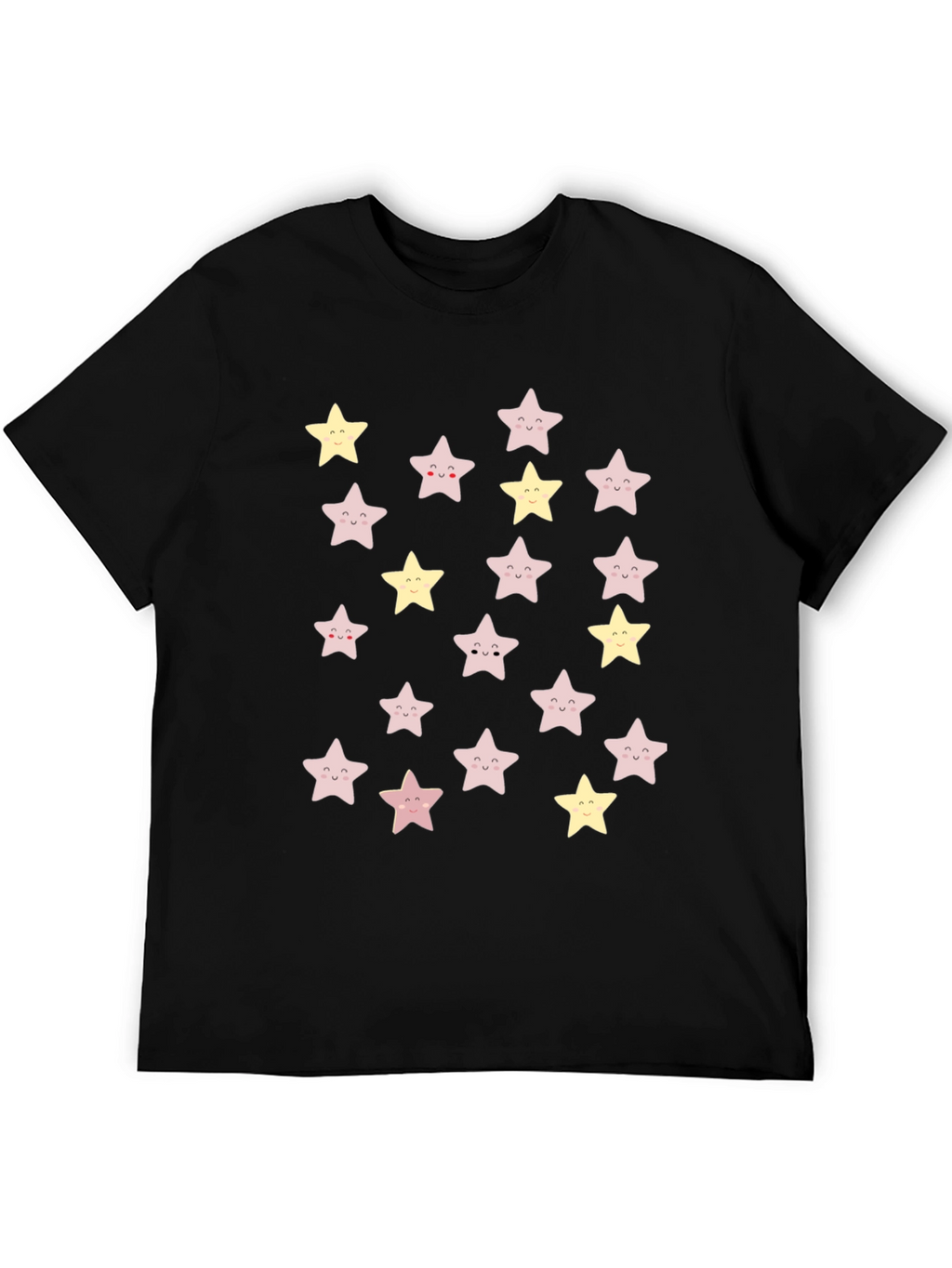 Cute Star Pattern Black T-Shirt