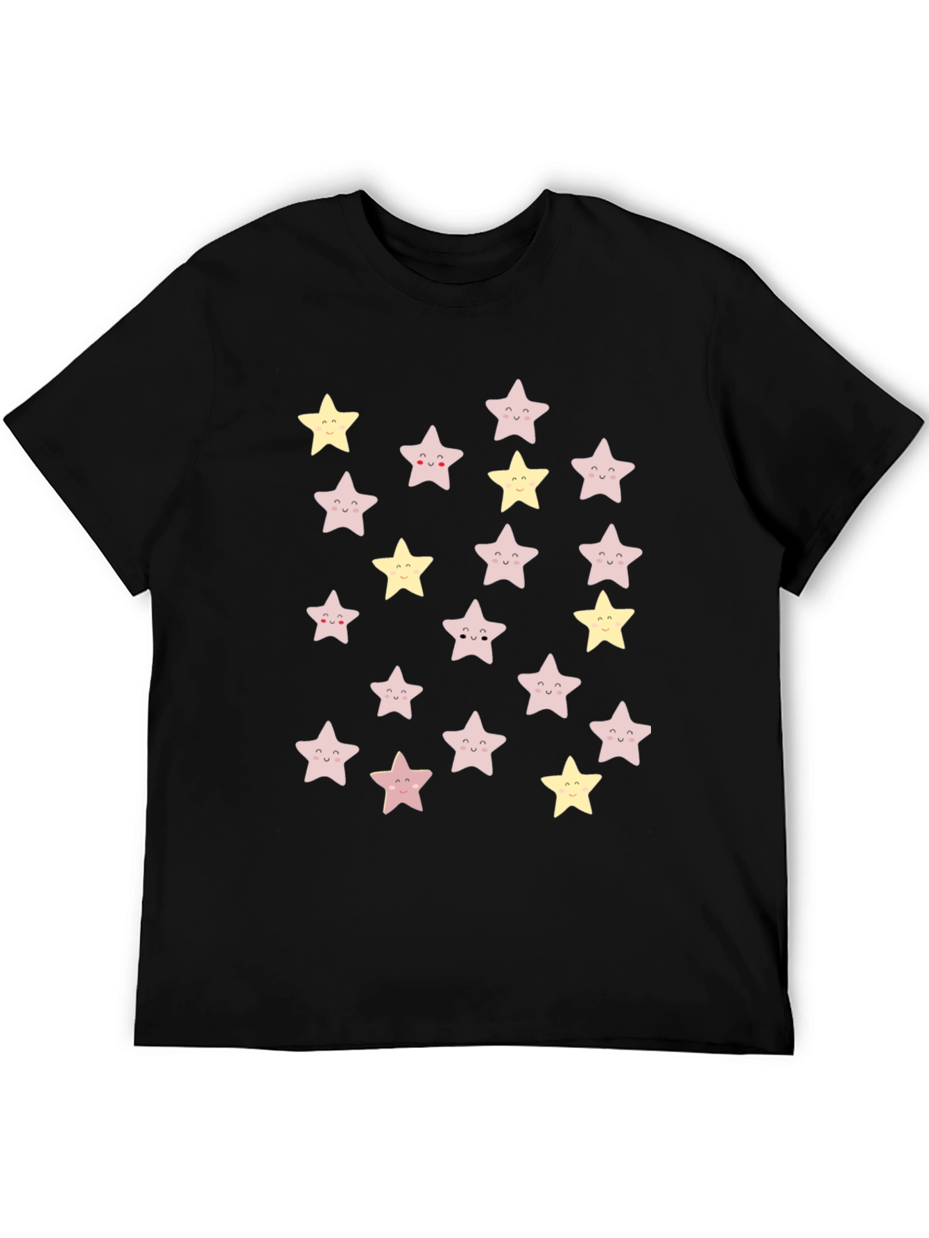 Cute Star Pattern Black T-Shirt