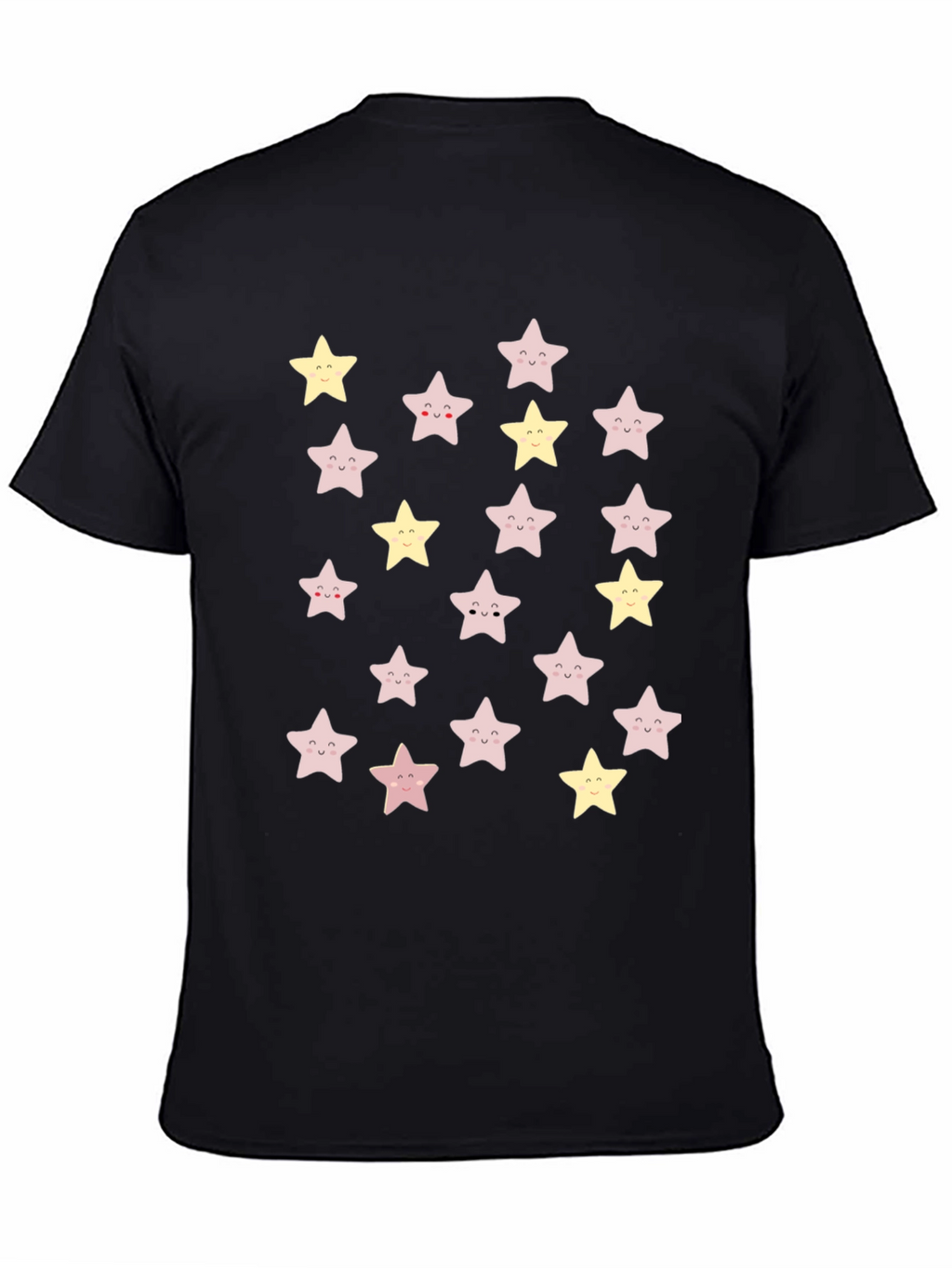 Cute Star Pattern Black T-Shirt