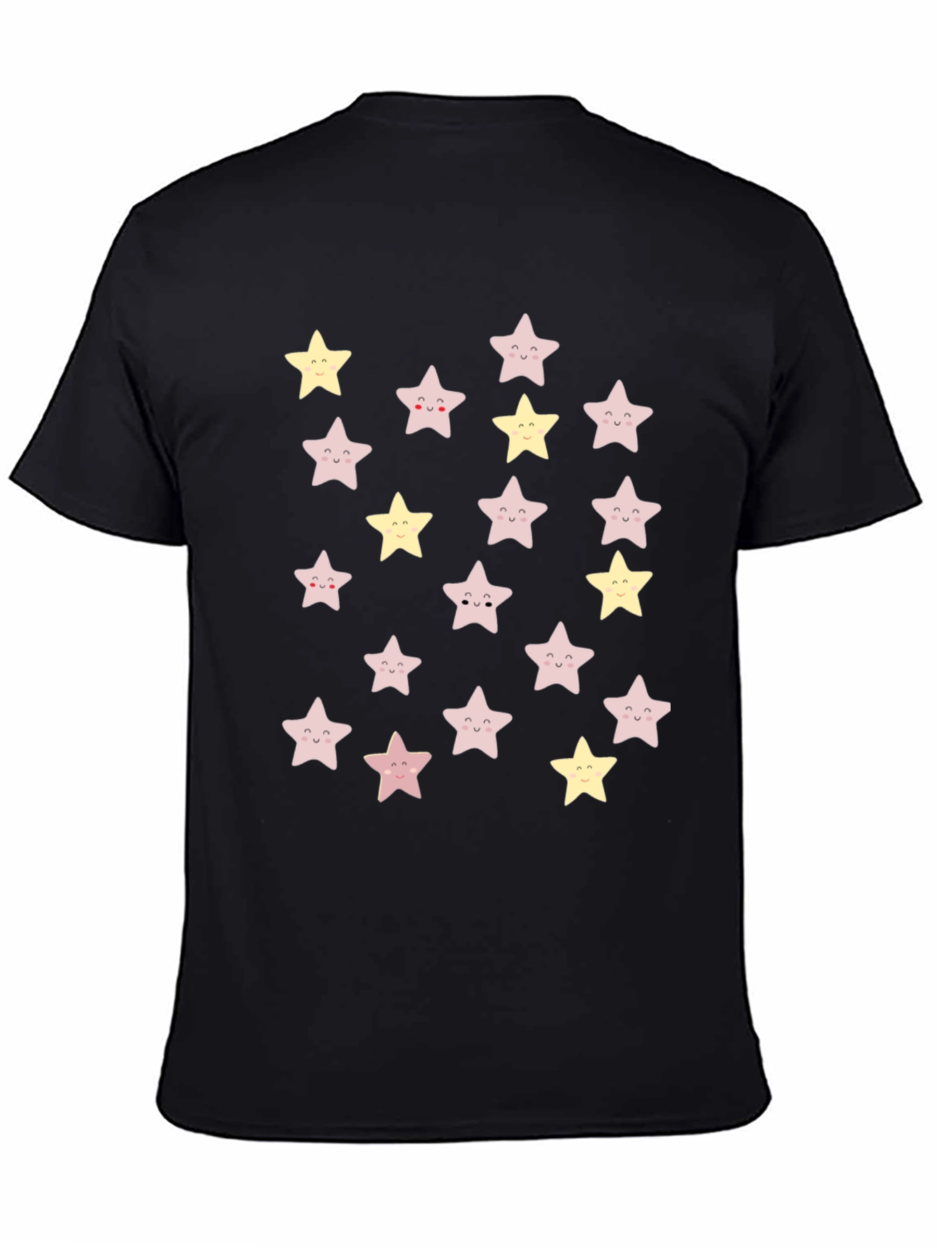Cute Star Pattern Black T-Shirt