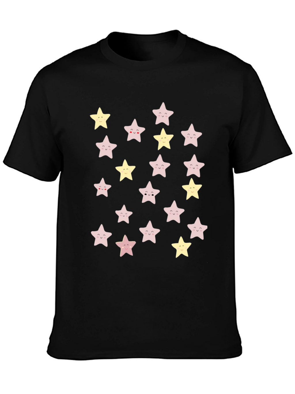Cute Star Pattern Black T-Shirt