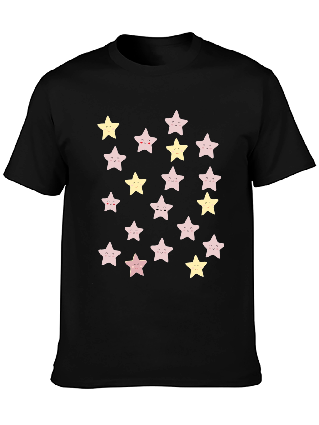 Cute Star Pattern Black T-Shirt