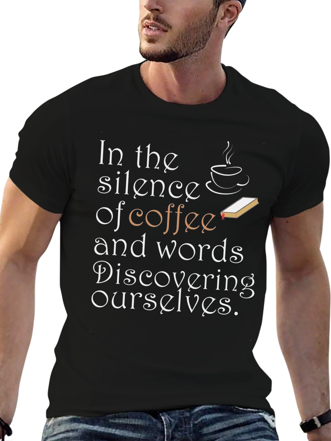Coffee and Words Tee - Discover Yourself in Comfort!