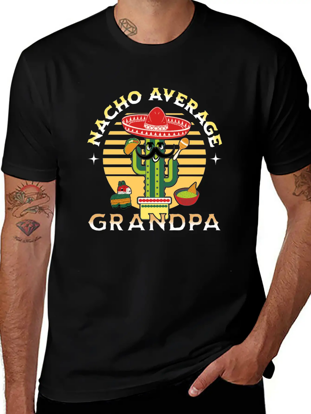 Nacho Average Mexicano Mexican Grandpa Grandad Unisex Short Sleeve Soft Cotton T-Shirt – Casual Everyday Wear