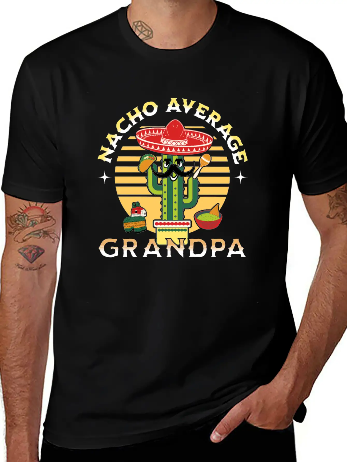 Nacho Average Mexicano Mexican Grandpa Grandad Unisex Short Sleeve Soft Cotton T-Shirt – Casual Everyday Wear