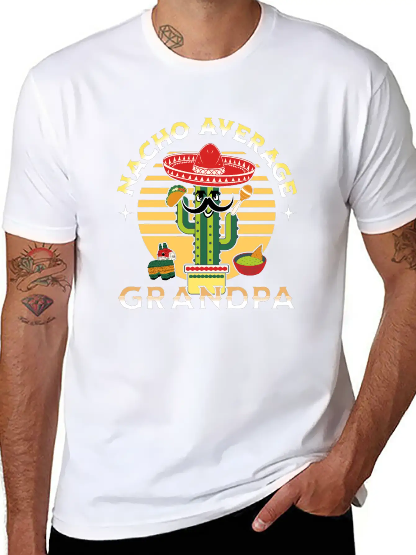 Nacho Average Mexicano Mexican Grandpa Grandad Unisex Short Sleeve Soft Cotton T-Shirt – Casual Everyday Wear