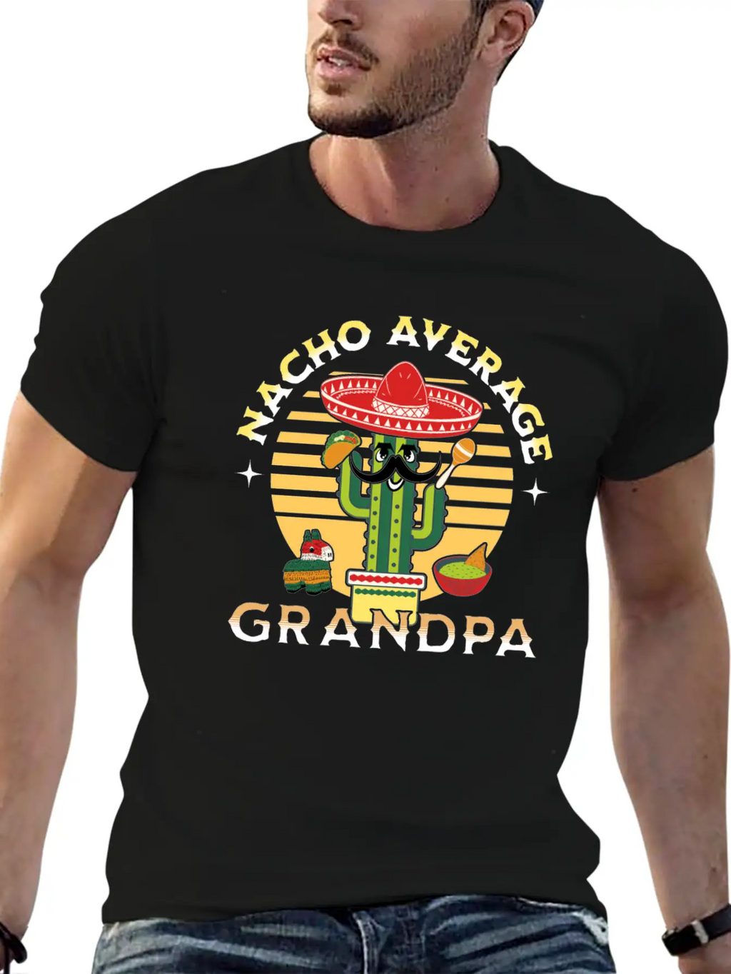 Nacho Average Mexicano Mexican Grandpa Grandad Unisex Short Sleeve Soft Cotton T-Shirt – Casual Everyday Wear