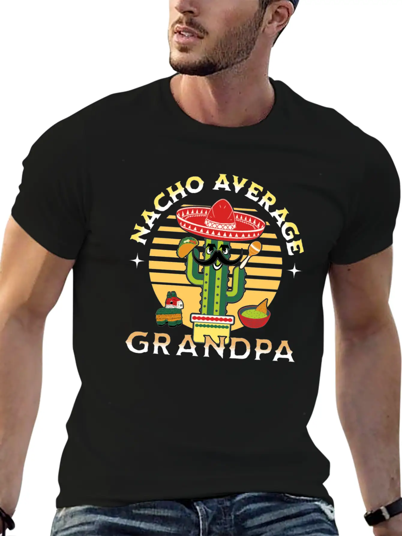 Nacho Average Mexicano Mexican Grandpa Grandad Unisex Short Sleeve Soft Cotton T-Shirt – Casual Everyday Wear