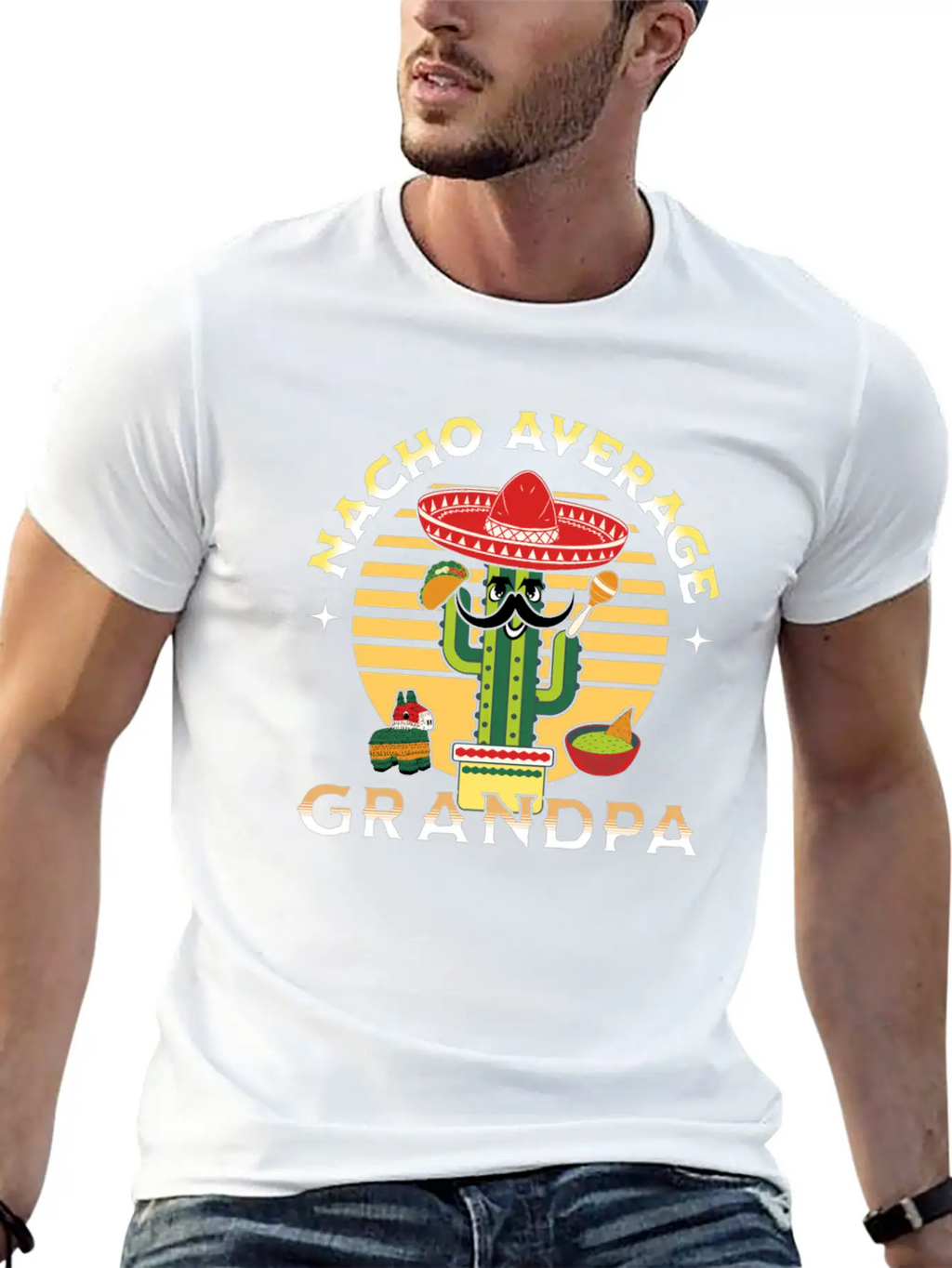 Nacho Average Mexicano Mexican Grandpa Grandad Unisex Short Sleeve Soft Cotton T-Shirt – Casual Everyday Wear