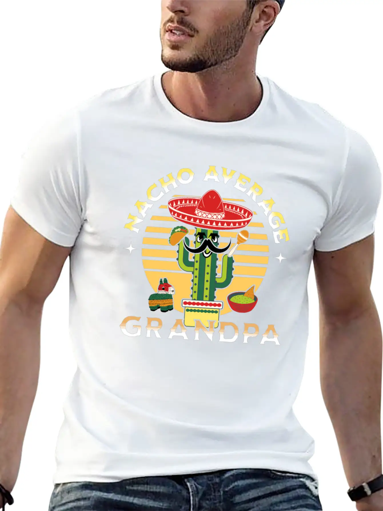 Nacho Average Mexicano Mexican Grandpa Grandad Unisex Short Sleeve Soft Cotton T-Shirt – Casual Everyday Wear
