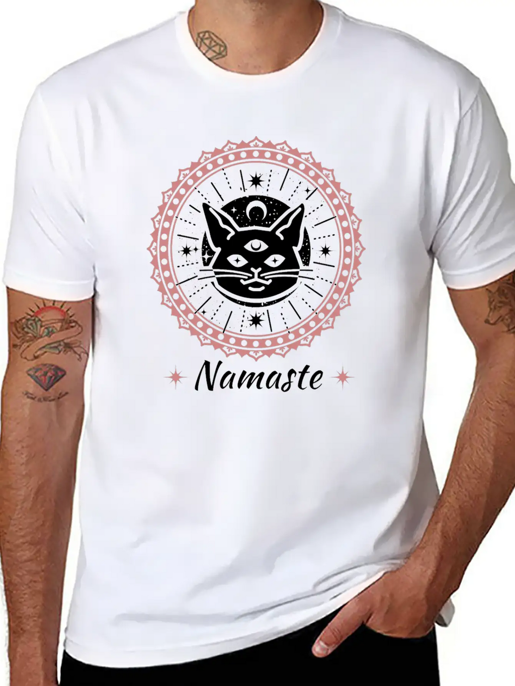 Namaste Mandala Zen Cat Tshirt And Apparel Unisex Casual T-Shirt – Clean Design For Daily Comfort