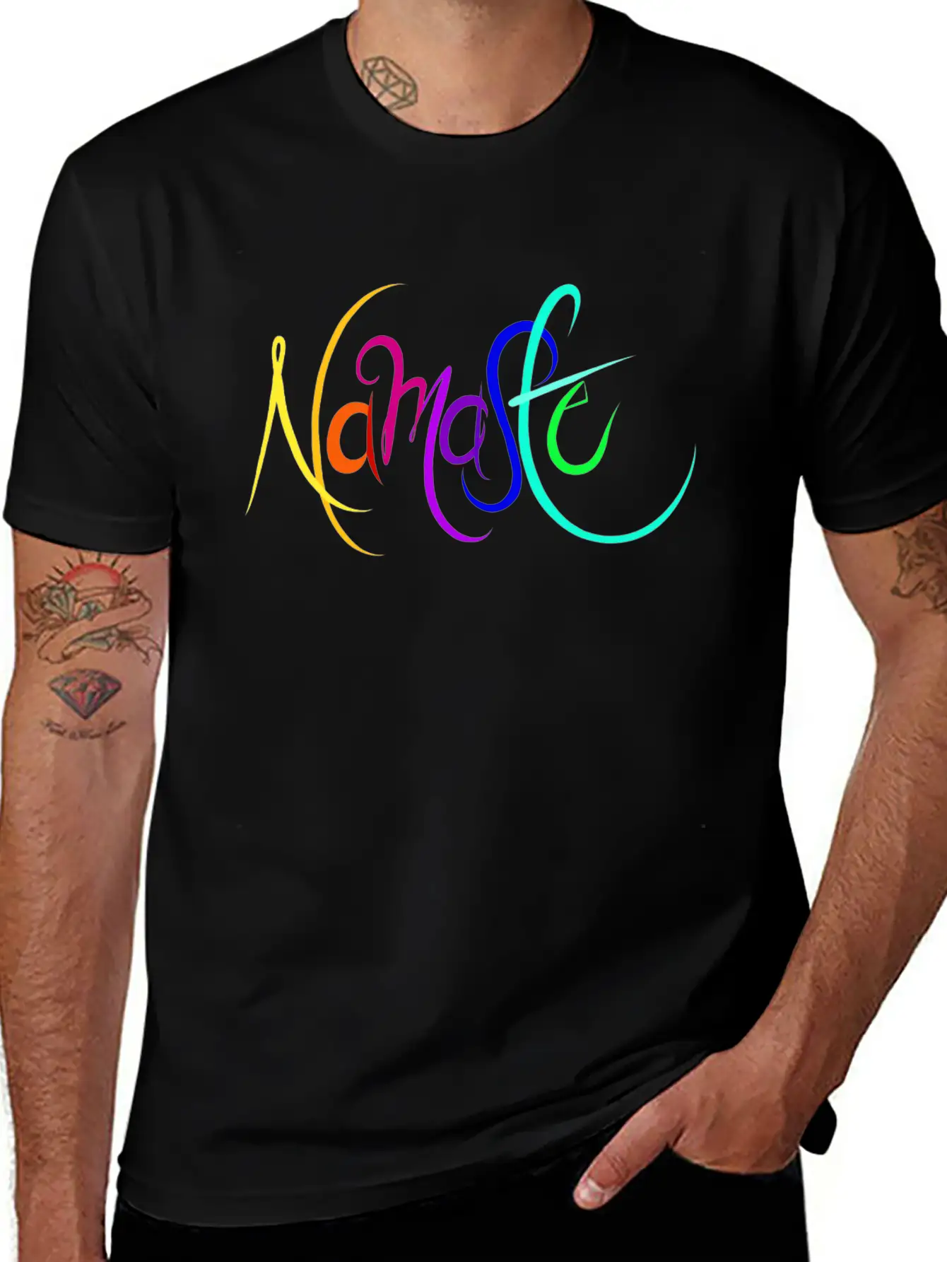 Namaste Rainbow Unisex Short Sleeve Soft Cotton T-Shirt – Casual Everyday Wear