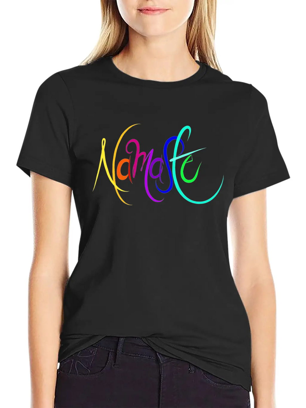 Namaste Rainbow Unisex Short Sleeve Soft Cotton T-Shirt – Casual Everyday Wear