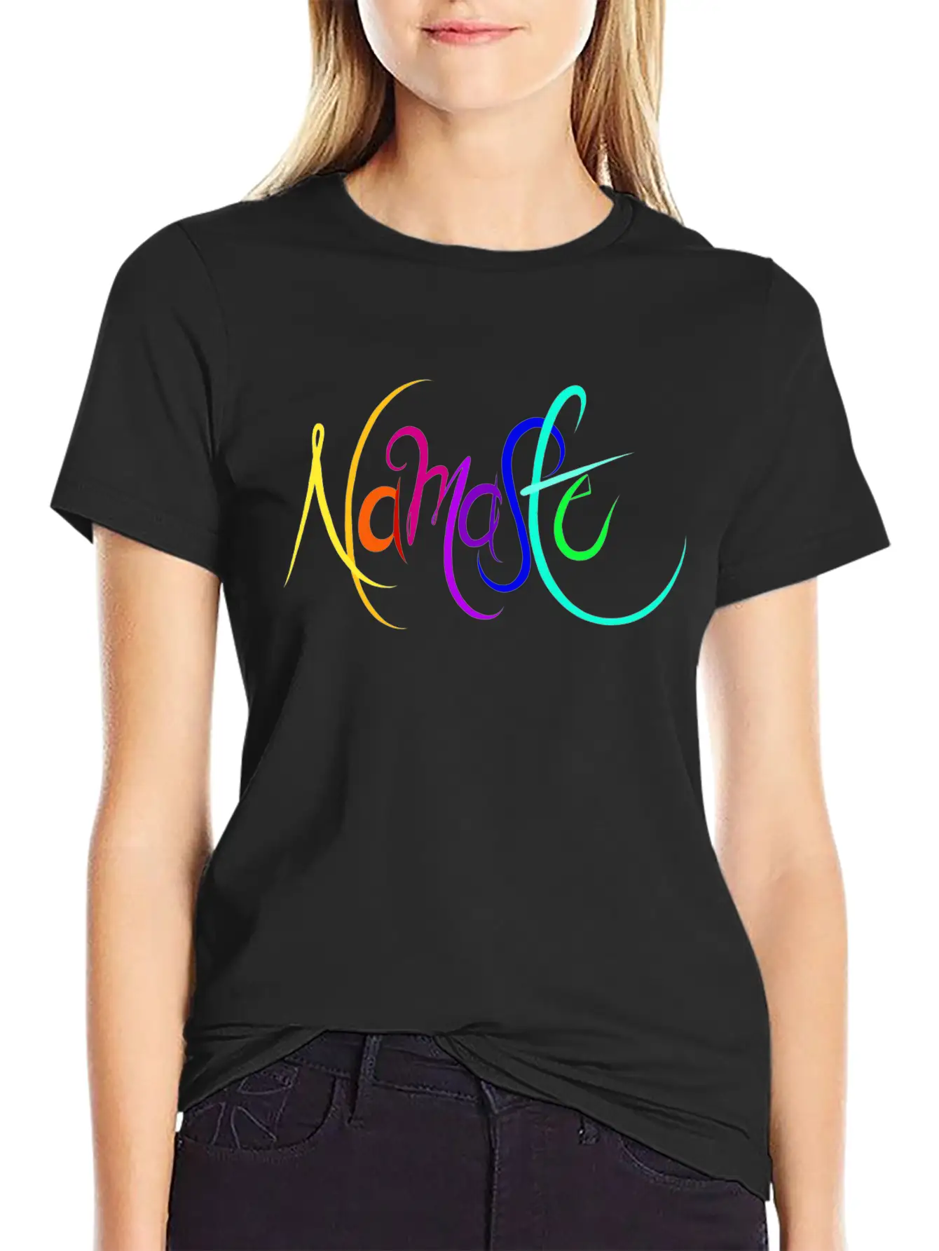 Namaste Rainbow Unisex Short Sleeve Soft Cotton T-Shirt – Casual Everyday Wear