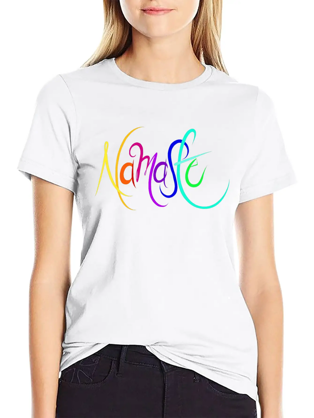 Namaste Rainbow Unisex Short Sleeve Soft Cotton T-Shirt – Casual Everyday Wear
