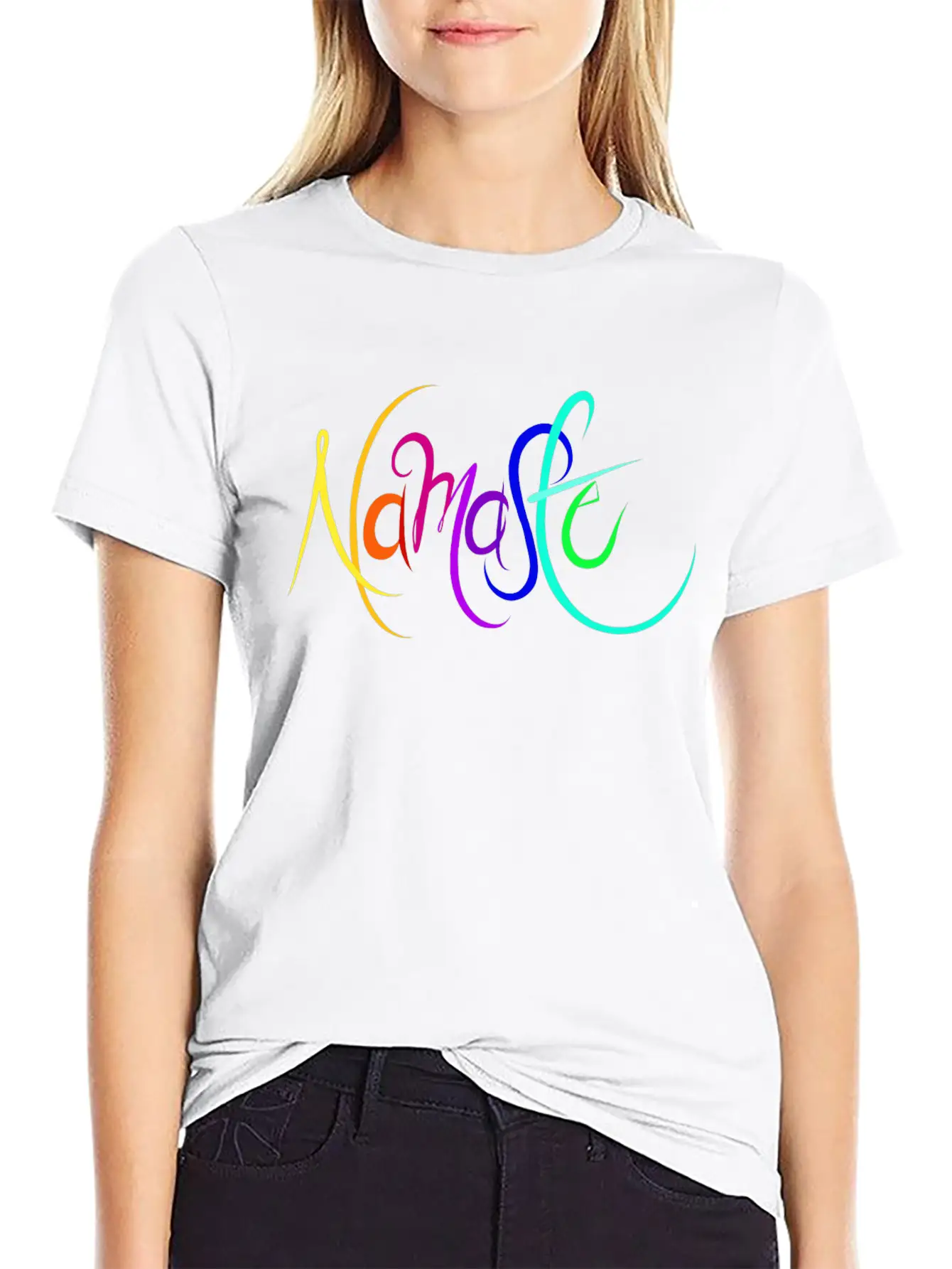 Namaste Rainbow Unisex Short Sleeve Soft Cotton T-Shirt – Casual Everyday Wear