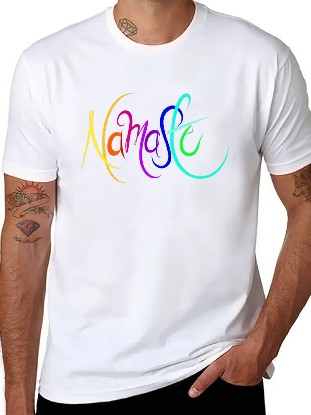 Namaste Rainbow Unisex Short Sleeve Soft Cotton T-Shirt – Casual Everyday Wear