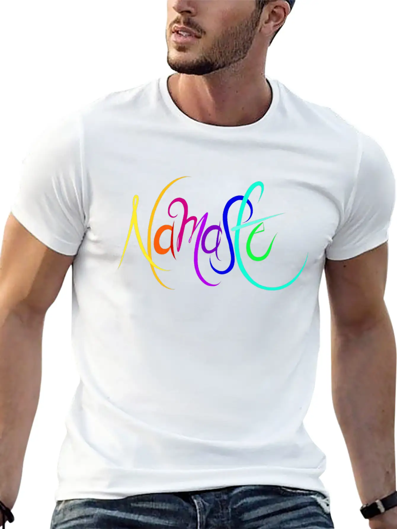 Namaste Rainbow Unisex Short Sleeve Soft Cotton T-Shirt – Casual Everyday Wear