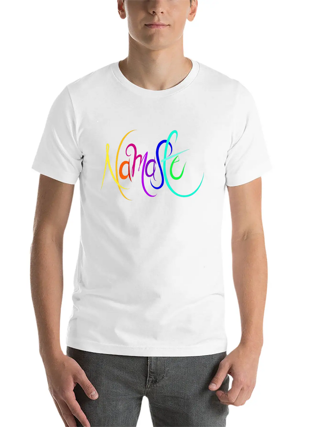 Namaste Rainbow Unisex Short Sleeve Soft Cotton T-Shirt – Casual Everyday Wear