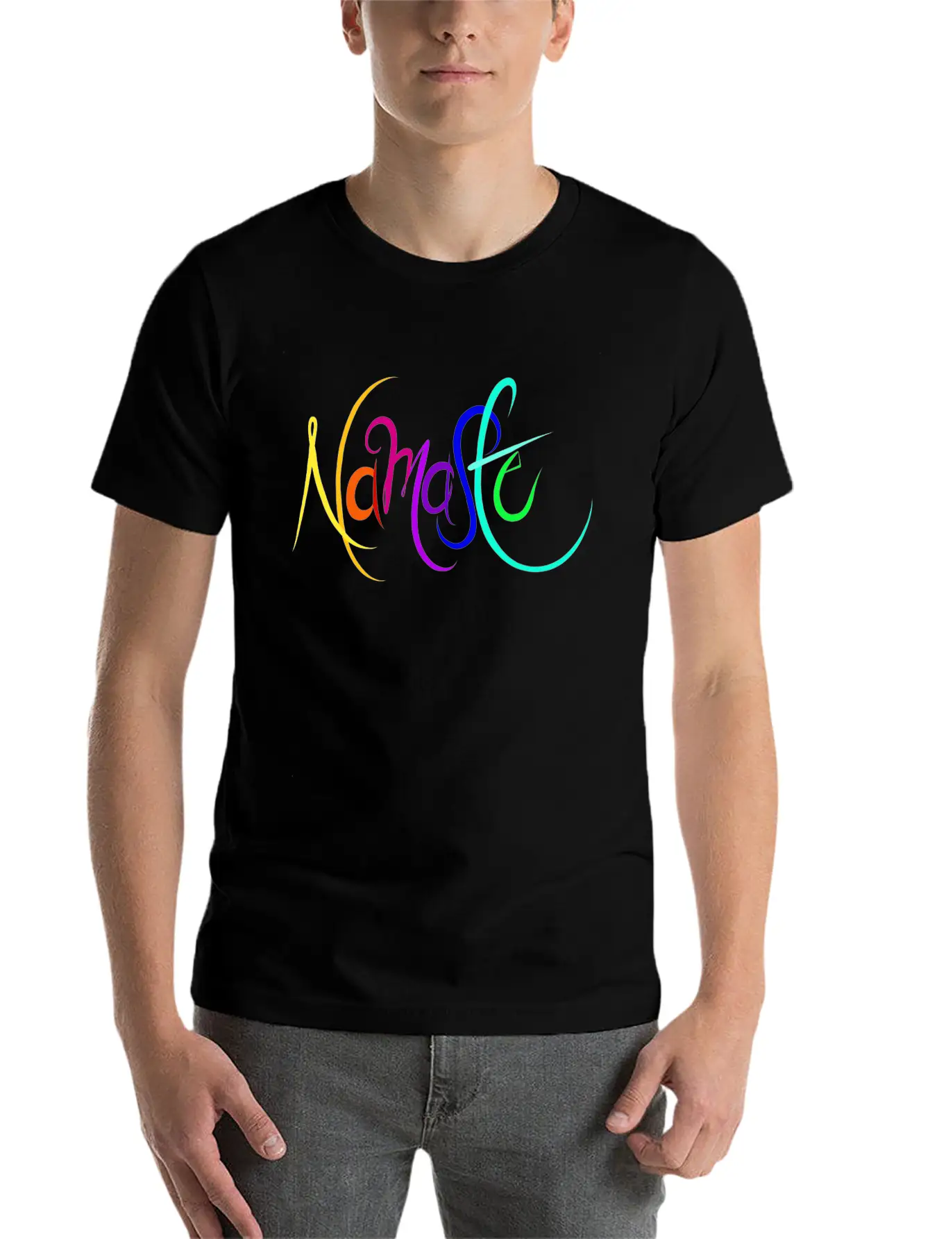 Namaste Rainbow Unisex Short Sleeve Soft Cotton T-Shirt – Casual Everyday Wear