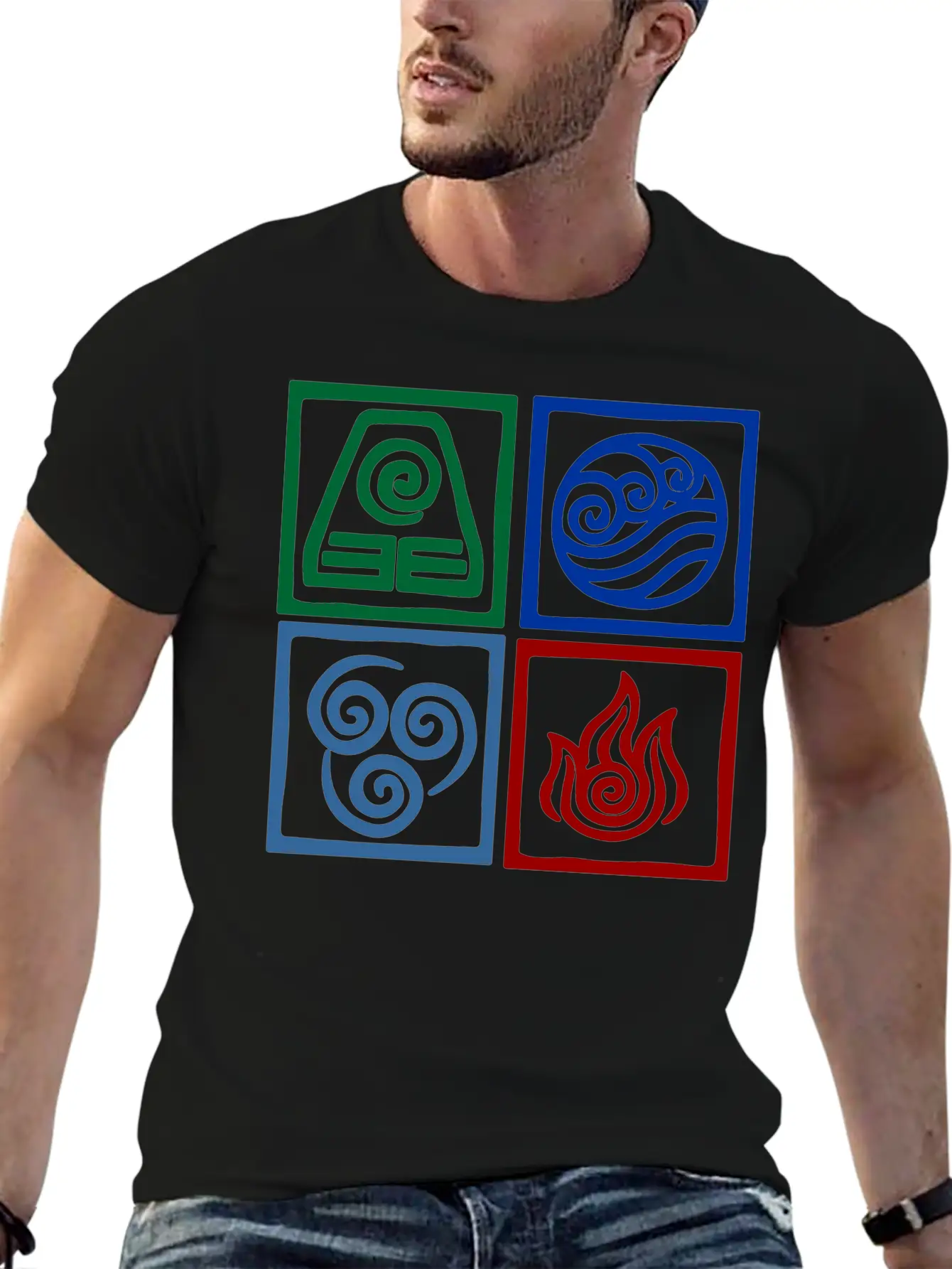 Nation Symbols Logo In Squares. Unisex Casual T-Shirt – Clean Design For Daily Comfort