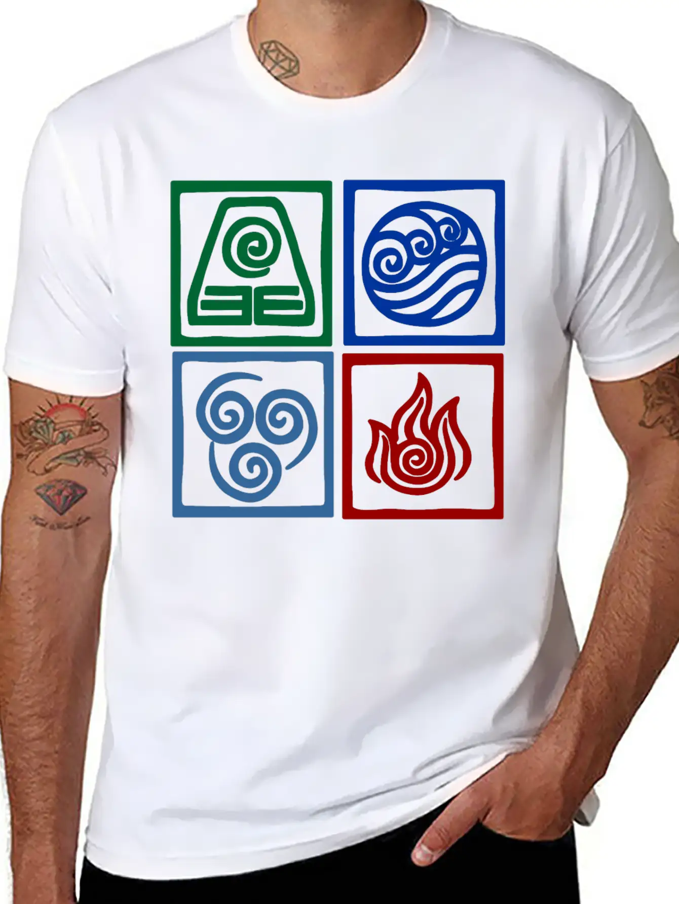 Nation Symbols Logo In Squares. Unisex Casual T-Shirt – Clean Design For Daily Comfort