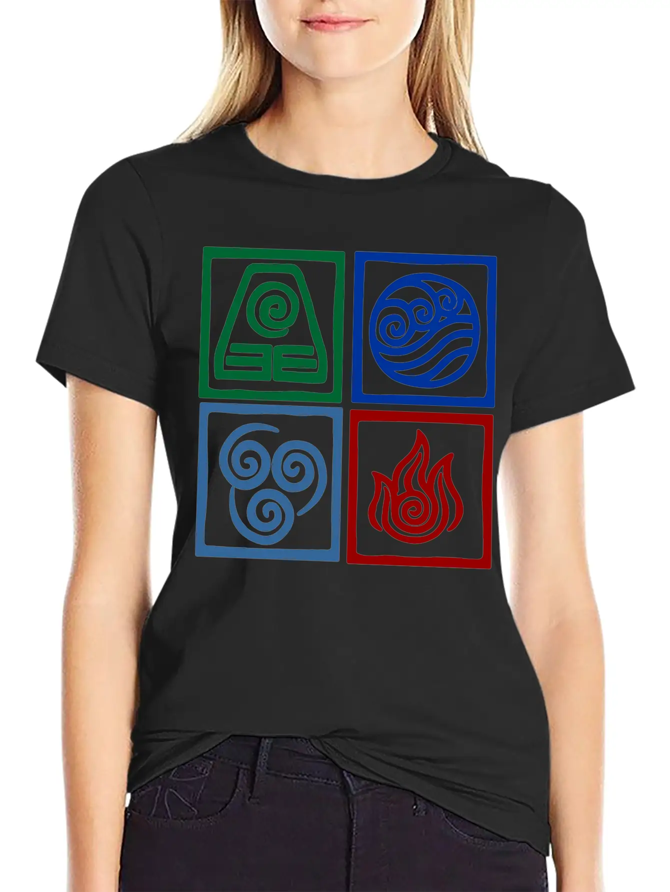 Nation Symbols Logo In Squares. Unisex Casual T-Shirt – Clean Design For Daily Comfort